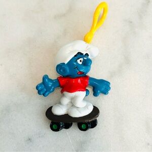 RARE Smurfs SLOUCHY Smurf Keychain Clip Collector Figure Vintage 80s Smurf